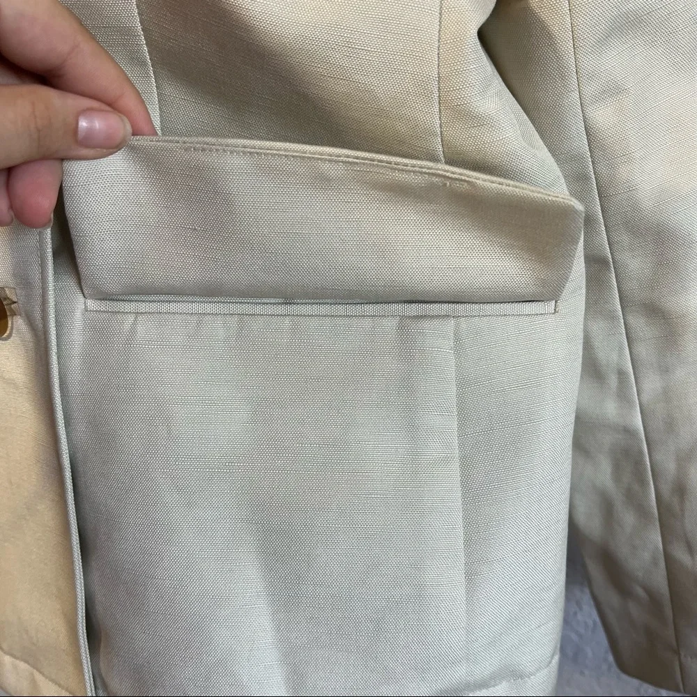 Brooks Brothers Linen Blend Khaki Double Breasted Jacket - Picture 7 of 11